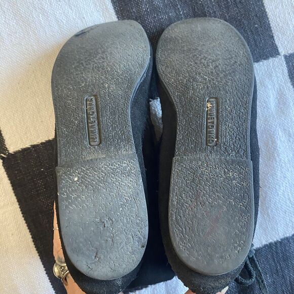 Vintage Minnetonka Moccasin Black Suede Ankle Boots. Conchos & Suede Tie. Size 6 - Picture 5 of 10